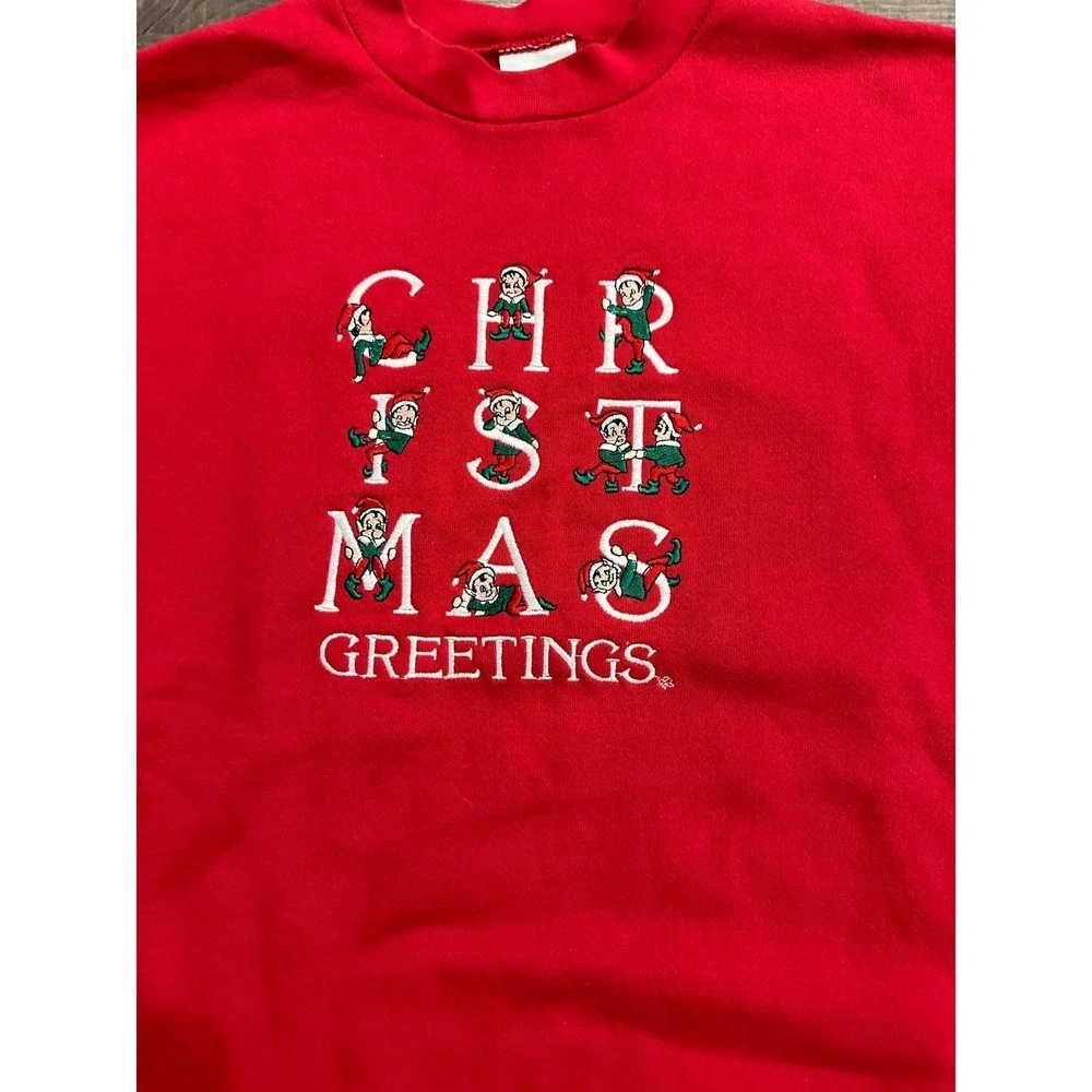 ugly christmas sweater sweatshirt large 90s - Picture 2 of 5